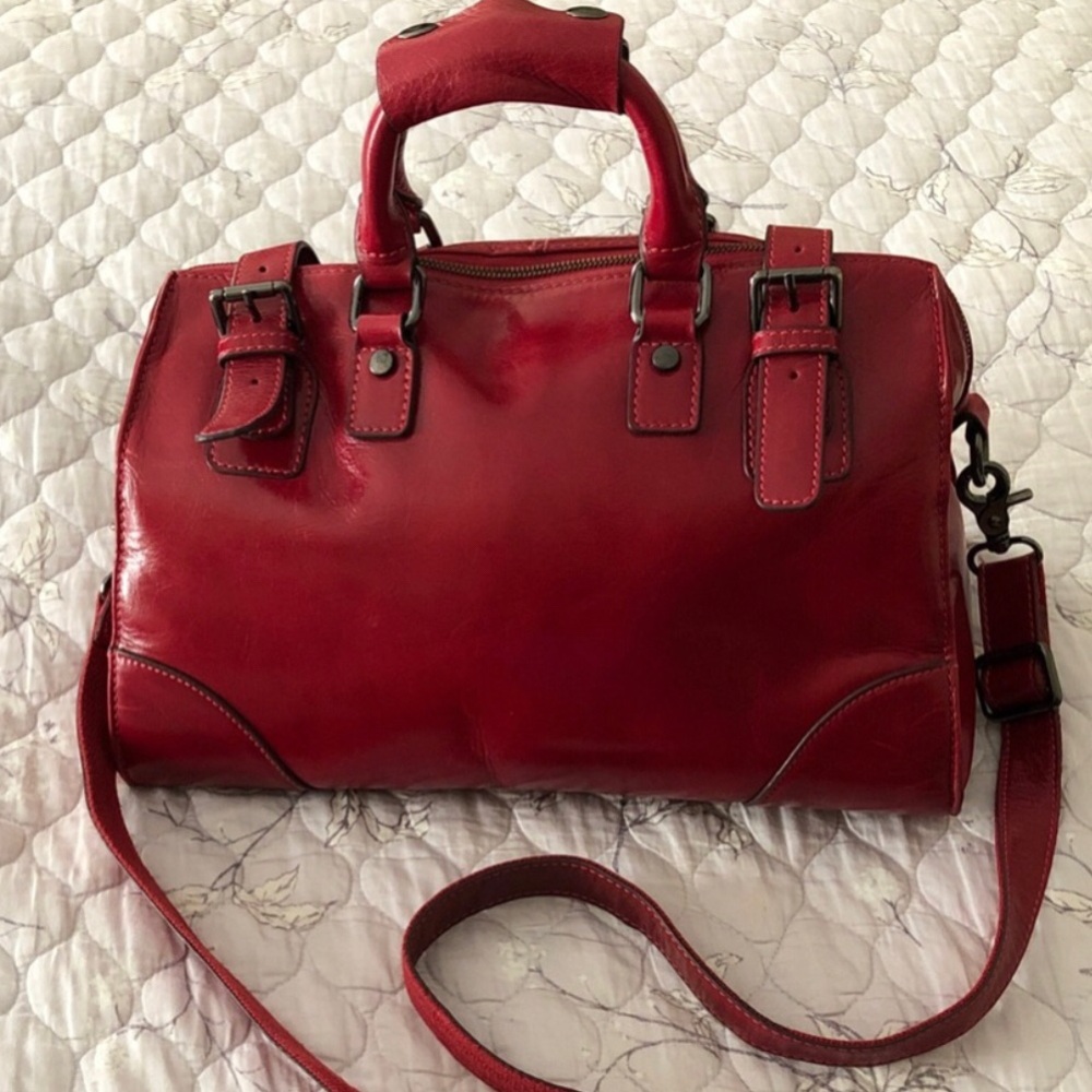 Chic Red Leather Satchel